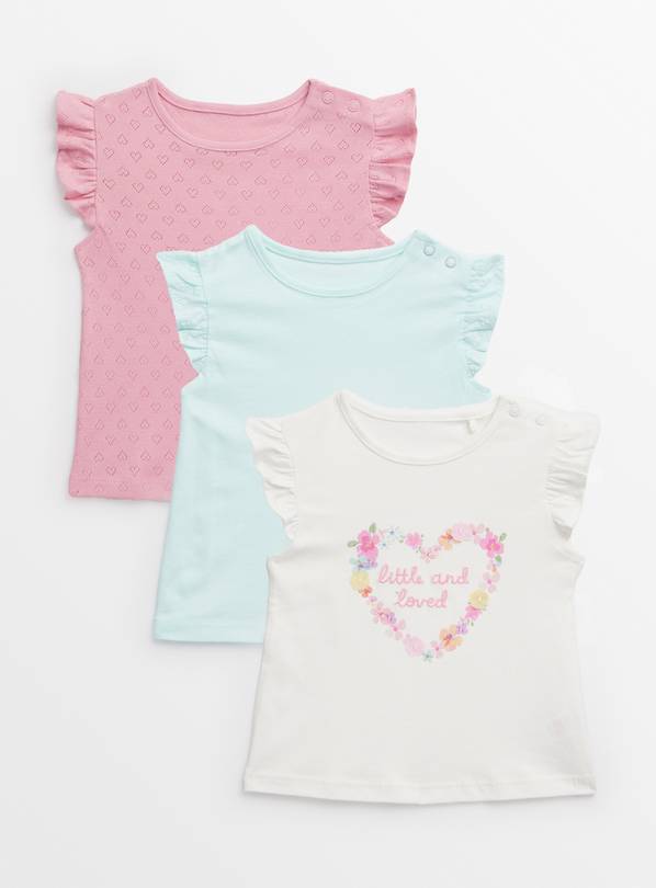 Frill Sleeve T-Shirts 3 Pack 12-18 months
